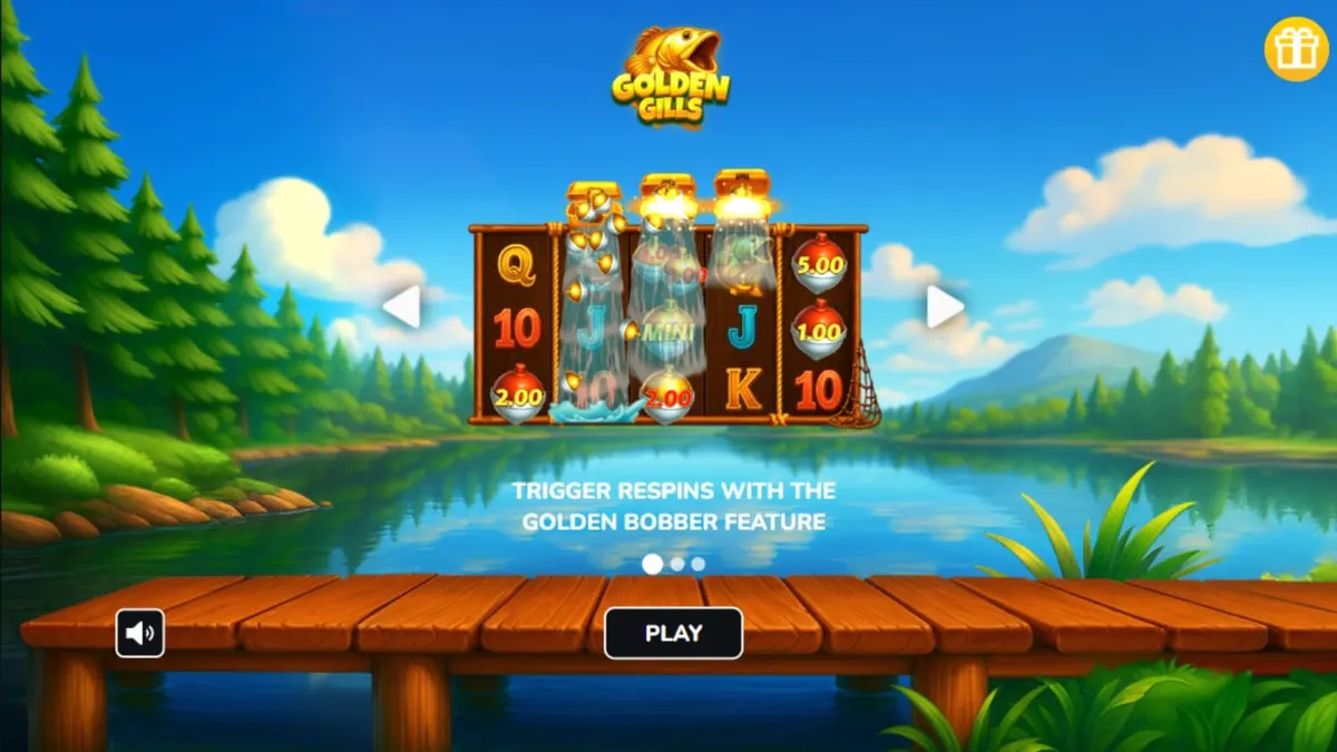 Tampilan visual slot Golden Gills dengan tema memancing yang tenang