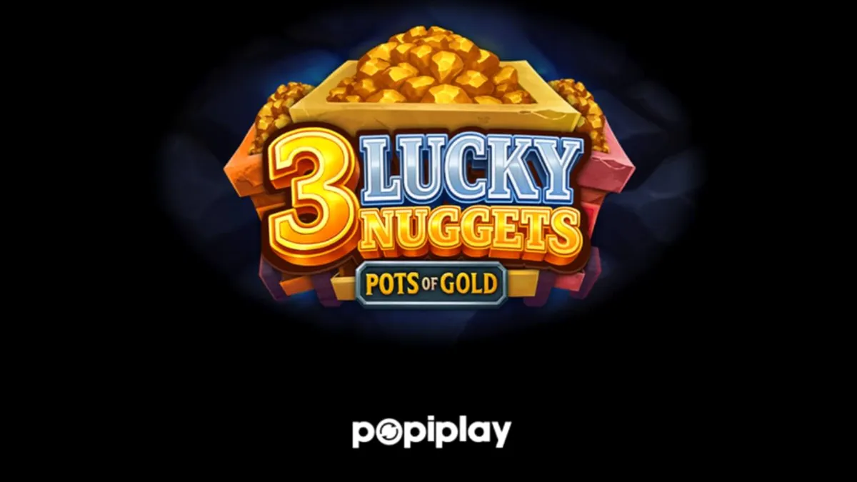 Tampilan visual slot 3 Lucky Nuggets dengan tema pertambangan emas